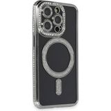 Marsilyan Mey Ithalat® iPhone 14 Pro Max Kılıf Joke Simli Magneticsafe Kılıf - Gri - Renkli