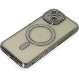 Marsilyan Mey Ithalat® iPhone 15 Kılıf Joke Simli Magneticsafe Kılıf - Gri - Renkli