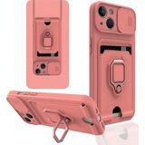 Marsilyan Mey Ithalat® iPhone 15 Kılıf Zuma Kartvizitli Yüzüklü Silikon - Pembe - Renkli