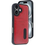 Marsilyan Mey Ithalat® iPhone 16 Kılıf Sara Kartvizitli Deri Kılıf - Kırmızı - Renkli