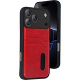 Marsilyan Mey Ithalat® iPhone 17 Pro Sara Kartvizitli Deri Kılıf - Kırmızı - Renkli
