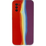 Marsilyan Mey Ithalat® Samsung Galaxy A03S Kılıf Ebruli Lansman Silikon - Kırmızı-Mor - 1 - Renkli