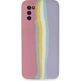 Marsilyan Mey Ithalat® Samsung Galaxy A03S Kılıf Ebruli Lansman Silikon - Pembe-Lila - 1 - Renkli
