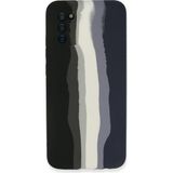 Marsilyan Mey Ithalat® Samsung Galaxy A03S Kılıf Ebruli Lansman Silikon - Siyah-Lacivert - 1 - Renkli