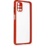 Marsilyan Mey Ithalat® Samsung Galaxy M51 Kılıf Miami Şeffaf Silikon - Kırmızı - Renkli
