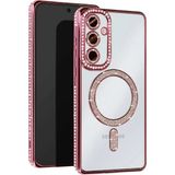 Marsilyan Mey Ithalat® Samsung Galaxy S25 Kılıf Joke Simli Magneticsafe Kılıf - Pembe - 1 - Renkli
