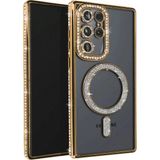 Marsilyan Mey Ithalat® Samsung Galaxy S25 Ultra Kılıf Joke Simli Magneticsafe Kılıf - Gold - 1 - Renkli