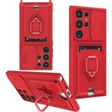 Marsilyan Mey Ithalat® Samsung Galaxy S25 Ultra Kılıf Zuma Kartvizitli Yüzüklü Silikon - Kırmızı - 1 - Renkli