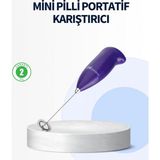 Marsilyan Mini Pilli Portatif Karıştırıcı – Cappuccino Latte Frappe ve Kahve Köpürtücü - Renkli - standart