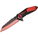 Marsilyan Mtech 4173 Kırmızı Kamp Çakı 21CM - Yarı Otomatik, Kemerlikli, Testere Detaylı