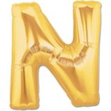 Marsilyan N Harf Folyo Balon Altın Renk 40 Inç (K95) - Renkli - standart