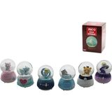 Marsilyan Orta Boy - 8cm Pilli - Işıklı Müzikli Kar Küresi Cam Hayvan Figürlü - Desen Mix Renkli - 1