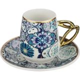 Marsilyan Paçi Etnik 6'lı Porselen Kahve Fincanı -P-POR-101736 - Renkli
