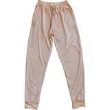 Marsilyan Parlak Kadife Cepli Pantolon Eşofman Pijama Altı Unisex Lastikli Paça Bej - Çok Renkli - 2XL