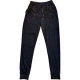 Marsilyan Parlak Kadife Cepli Pantolon Eşofman Pijama Altı Unisex Lastikli Paça Siyah - 2XL - Renkli