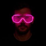 Marsilyan Pembe LED Işıklı Parti Gözlüğü - Neon Glow Şerit Gözlük 3 Modlu - Renkli - standart