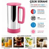 Marsilyan Pembe - Paslanmaz Çelik Sıcak - Soğuk Çelik Sürahi (4887) - Standart