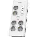 Marsilyan Phılıps SPN7060WA/62 6 Soket Akım Korumalı Priz 900 Joules 2mt Kablo 1xusb-C 15W Şarj 4xusb-A 20W (BEYAZ)(1923) - Renkli - standart