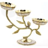 Marsilyan- Pirinç Sedefli 3'lü Şamdan Model 4 - Renkli - standart