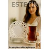 Marsilyan Porselen Görünümlü Plastik Çay Tabağı – 18'lı Set, Hafif, Şık ve Kırılmaz Tasarım - Renkli