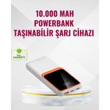 Marsilyan- Powerbank 10000 Mah – Çift USB Çıkışlı, Type-C Girişli, Şık Beyaz Tasarım
