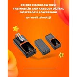 Marsilyan Powerbank 20000 Mah | 22.5W Hızlı Şarj Dahili Kablolu LCD Ekranlı Şarj Cihazı - Renkli - standart