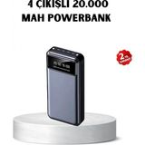 Marsilyan Powerbank 20000 Mah Hızlı Şarjlı LED Fenerli ve 4 Portlu - Renkli - standart