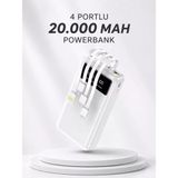 Marsilyan- Powerbank Şarj Cihazı 4 Çıkışlı 20.000 Mah Powerbank Kompakt Yüksek Kapasiteli Hızlı Şarj