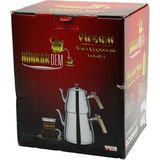 Marsilyan Pramit Mini Boy Çelik Çaydanlık Seti - Takımı Renkli Bakalit Kulp Üst Demlik: 0.9lt - Alt Suluk: 1.5lt Kendinden Süzgeçli (K95)