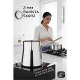Marsilyan Premium 304 Paslanmaz Çelik Cezve 1300 ml Profesyonel Barista Serisi, Isıya Dayanıklı Sap - Renkli