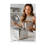 Marsilyan Premium Inox Saklama Kabı - Hava Sızdırmaz Mutfak Düzenleyici 16X12 cm 304 Paslanmaz Çelik - Renkli