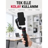 Marsilyan Profesyonel Aı Gimbal Selfie Stick Yüz Takipli Telefon Sabitleyici Bluetooth Kumandalı Katlanabilir Tripod - Renkli - standart