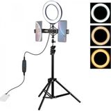Marsilyan Puluz 1.1m Çift Telefon Tutucu 6.2cm LED Işık Stand Youtubercanlı Yayın Selfie Tiktok Makeup - Siyah - standart