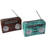Marsilyan Radyo Tasarımlı Vintage Dekoratif Biblo - Retro Kumbara - Reçine Malzeme - Renkli - standart