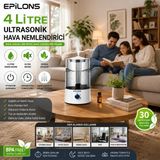 Marsilyan Rbh-04 Ultrasonik Hava Nemlendirici 4 Litre Buhar Makinesi Aroma Difüzörü - Otomatik Kapanma - 1