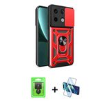 Marsilyan™- Redmi Note 13 Pro 4G Kılıf Ahenk Klasik - Siyah 3D Antistatik Cam Ekran Koruyucu + Raze Metal Kamera Lens -