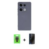 Marsilyan™- Redmi Note 13 Pro 4G Kılıf Ahenk Serisi - Siyah 3D Antistatik Hayalet Cam Ekran Koruyucu + Raze Metal Kamera