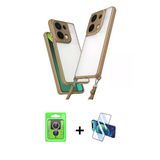 Marsilyan™- Redmi Note 13 Pro 4G Kılıf Ufuk Klasik - Siyah 3D Antistatik Cam Ekran Koruyucu + Raze Metal Kamera Lens - G