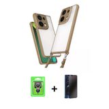 Marsilyan™- Redmi Note 13 Pro 4G Kılıf Ufuk Klasik - Siyah 3D Antistatik Hayalet Cam Ekran Koruyucu + Raze Metal Kamera