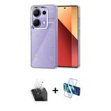Marsilyan™- Redmi Note 13 Pro 4G Kılıf Yörünge Form - Siyah 3D Antistatik Cam Ekran Koruyucu + Kamera Lens Koruma Cam -