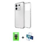 Marsilyan™- Redmi Note 13 Pro 4G Kılıf Zirve Doku - Siyah 3D Antistatik Cam Ekran Koruyucu + Raze Metal Kamera Lens - Sh