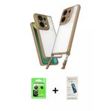 Marsilyan™- Redmi Note 13 Pro 5G Kılıf Ufuk Klasik - Şeffaf Pasifik Cam Ekran Koruyucu + Raze Metal Kamera Lens - Gs