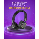 Marsilyan Renkli Işık Efektli Bluetooth 5.3 Müzik Kulaklığı - Çok Renkli