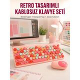 Marsilyan Renkli Retro Tuş Takımlı Klavye – 3 Cihaz Bağlantısı, Medya Kısayol Tuşları Yeni Nesil