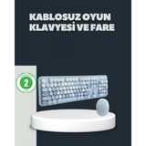 Marsilyan Retro Daktilo Stilli Kablosuz Klavye Mouse Seti – Sessiz ve Şık - Renkli - standart