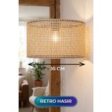 Marsilyan Retro Hasır Kumaş Başlıklı Sarkıt Avize 35 cm - 1 - Renkli