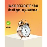 Marsilyan- Retro Tarz Bronz Dekoratif Masa Saati Metal Gövde Yüksek Sesli Alarm - Renkli - standart