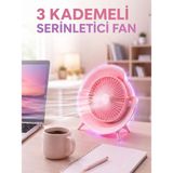 Marsilyan Rgb Işıklı 3 Kademeli USB Şarjlı Masaüstü Vantilatör - Renkli