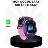 Marsilyan S10 Akıllı Çocuk Saati Mor Model Çift Yönlü Konuşma ve Sos Fonksiyonu - 35 - 48 mm - 01P-Pembe