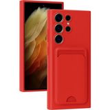 Marsilyan™- Samsung Galaxy S24 Ultra Kılıf Kelvin Kartvizitli Silikon - Kırmızı